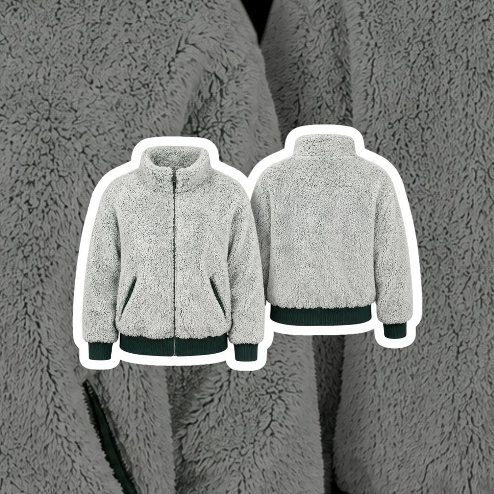 Senita Athletics Fireside Sherpa Fleece Jacket Women L Cream Green Full Zip Cozy